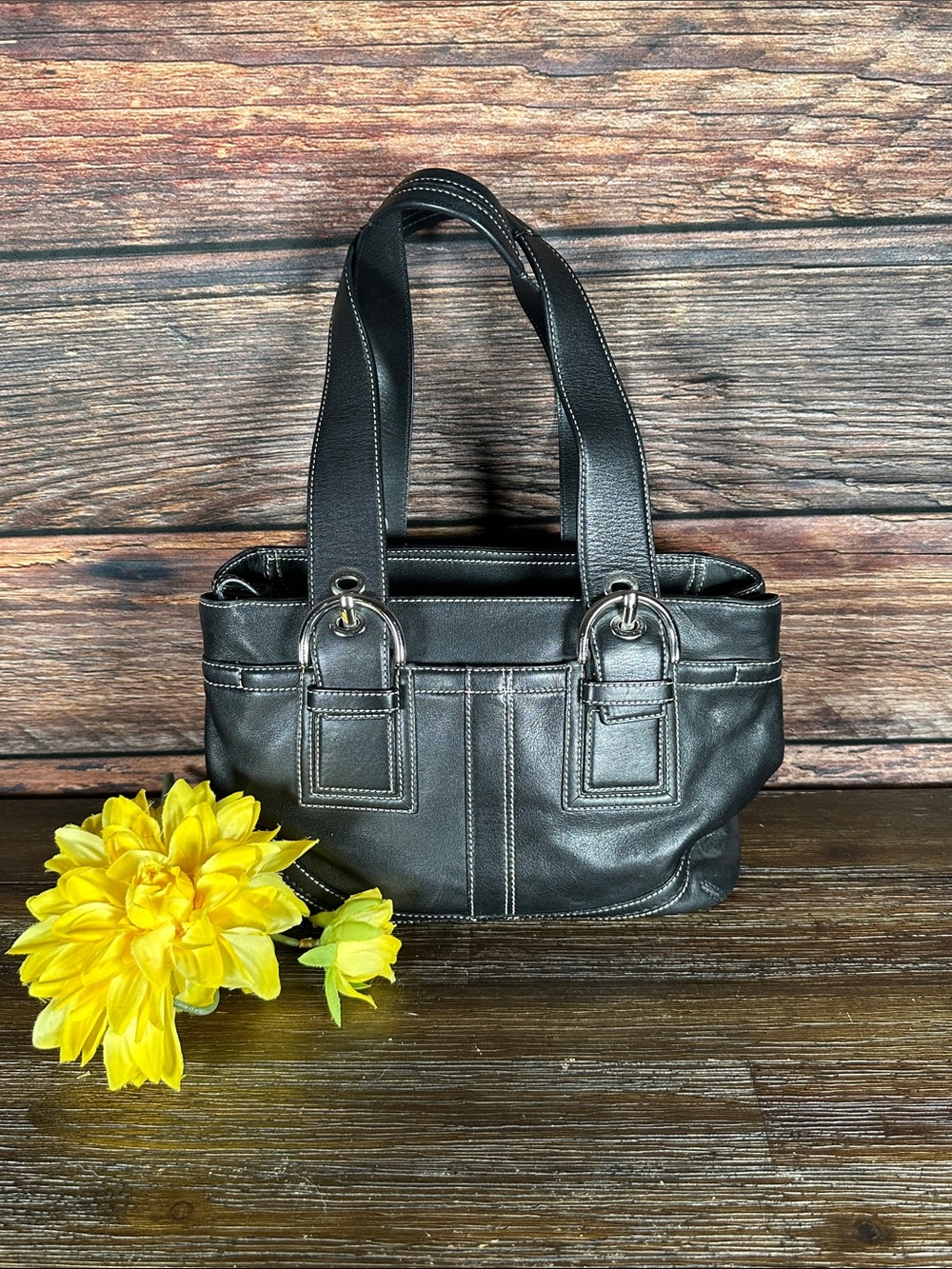 Coach Soho Shoulder Tote with silver buckle hardware!